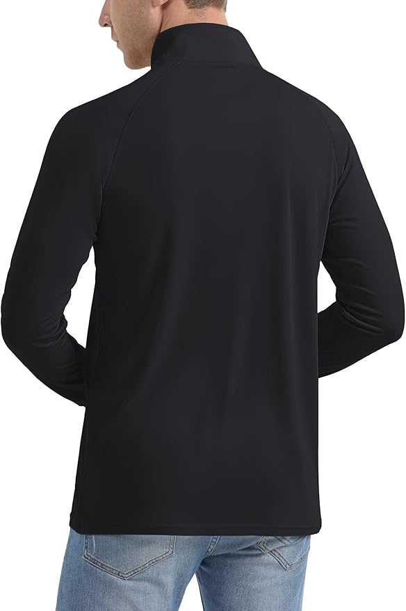 MAGCOMSEN Men's Long Sleeve Sun Shirts UPF 50+ Tees 1/4 Zip Up Fishing Running Rash Guard T-Shirts Outdoor Shirt