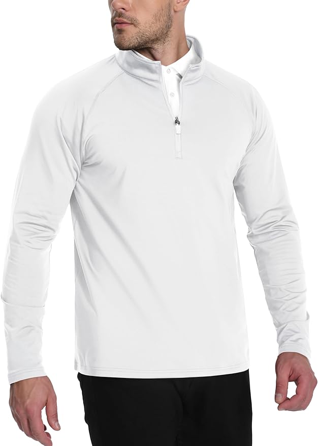 TACVASEN Men's Quarter Zip Pullover Fleece Lined Thermal Long Sleeve Golf Shirt 1/4 Zip Warm Winter Sweatshirts
