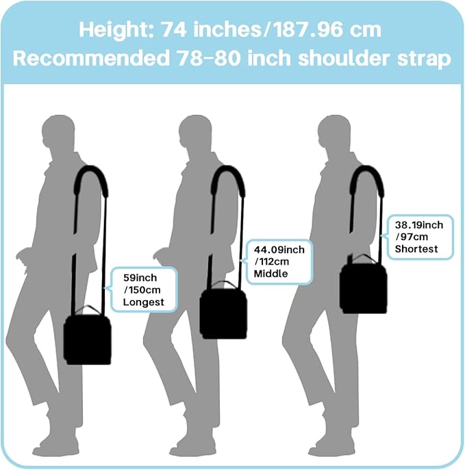 Heavy Duty Shoulder Strap for Bag Universal Replacement 58" Fixed Padded Adjustable Buckle