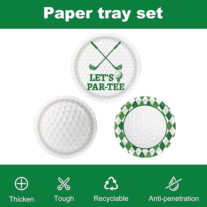 Golf Party Decorations Include Plates, Napkins, Forks, Banner, Tablecloth — Sports Birthday or Baby Shower Golf Birthday Decorations, Serves 24