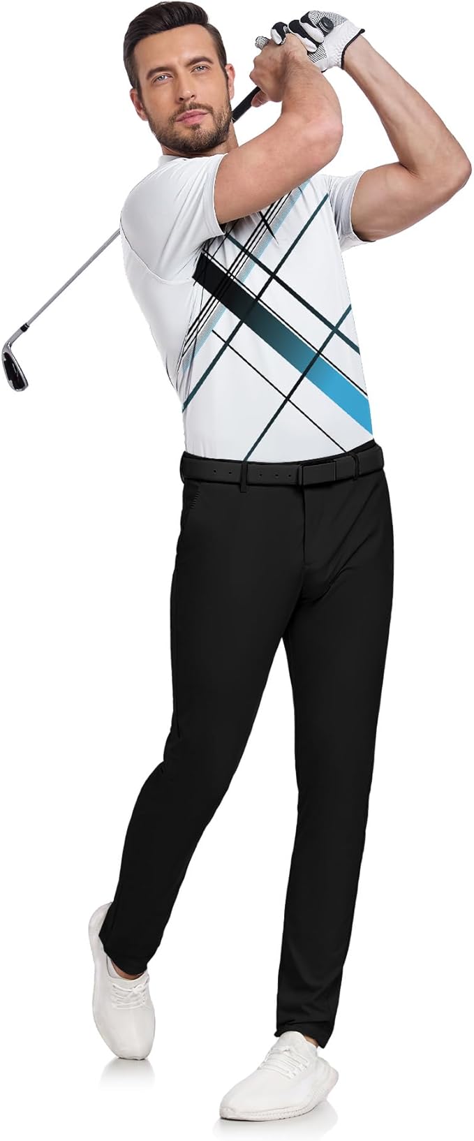 JACKETOWN Mens Polo Shirts Short Sleeve Print Dry Fit Performance Moisture Wicking Casual Collared Golf Shirts