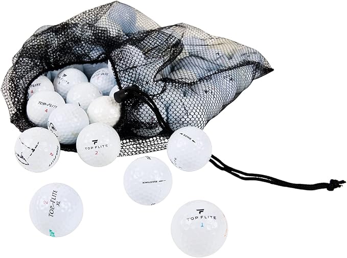 Clean Green Golf Balls Recycled & Used Top Flite Golf Balls - 48 Pack, Good Condition, Great Distance - Includes Mesh Carrying Bag