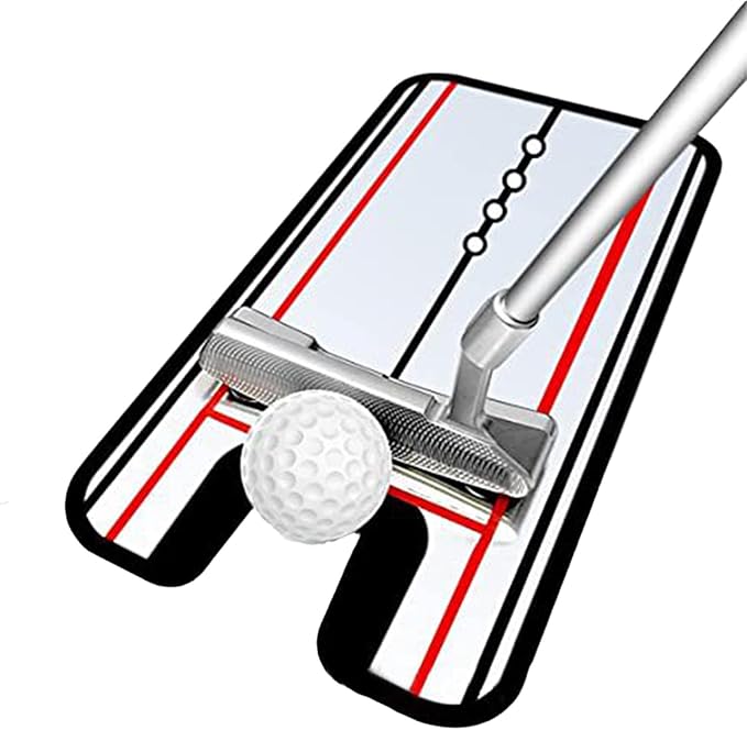 Golf Putting Mirror with Alignment Lines & Putter Gate - Putting Training Aid for Indoor/Outdoor Practice, Boost Accuracy for Beginners