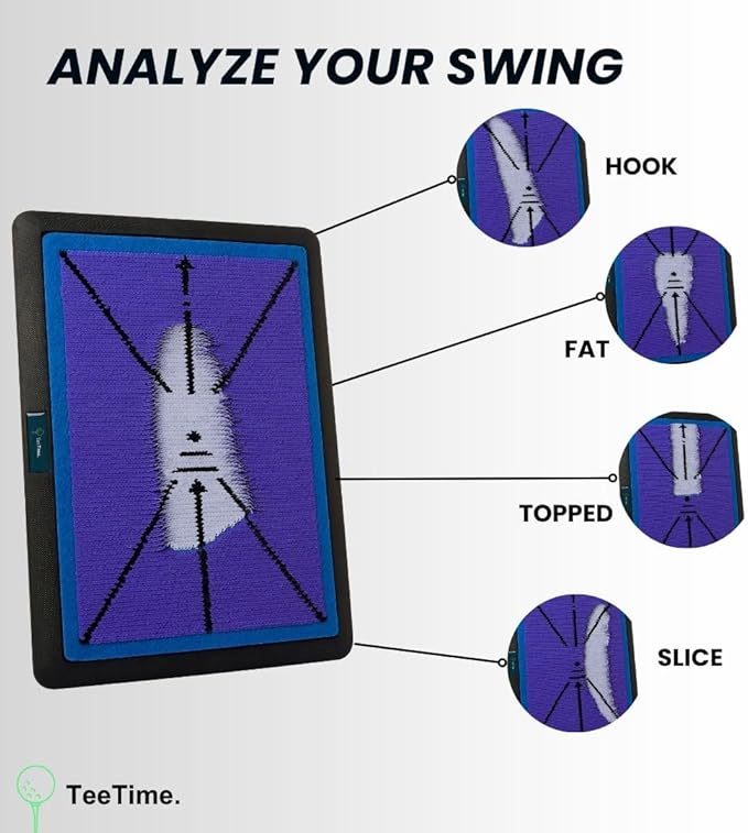 TeeTime Golf Practice Mat - Patent Pending - Instant Swing Path Feedback - Indoor-Outdoor with Carry Clip