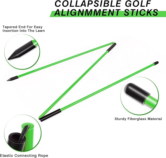Professional 2 or 3 or 4 Pack Collapsible Golf Alignment Sticks, Premium 40" Alignment Golf Stick Ideal for Aiming, Putting and Swing Practice