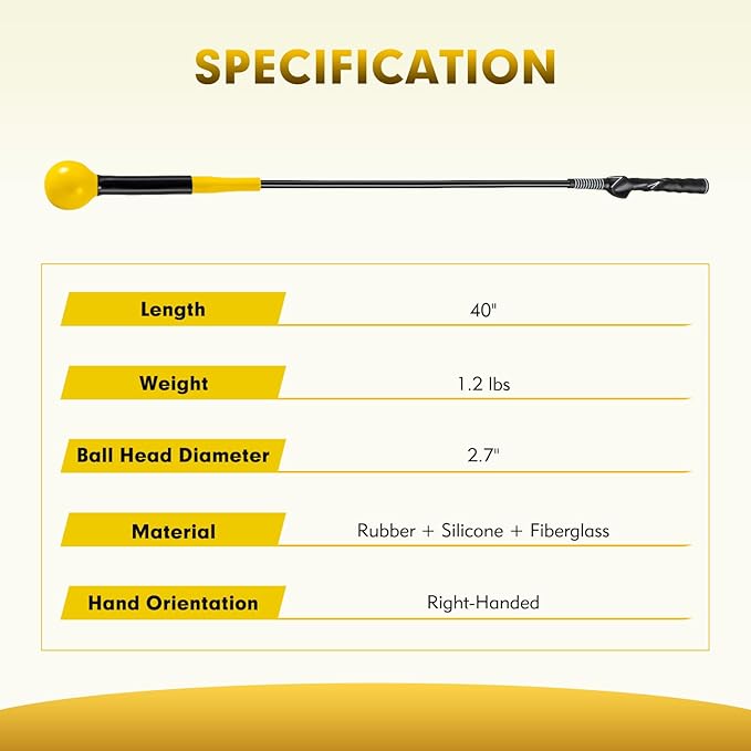 GYMAX Golf Swing Trainer, Warm-Up Stick with Grip Trainer for Rhythm, Balance, Tempo & Strength, Right Handed Swing Speed Training Aid, Weighted Golf Club for Indoor Practice