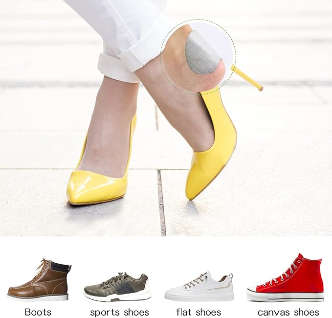 Back of Heel Cushion Pads, Adhesive Heel Grips Inserts for Loose Shoes, Shoe Slip, Heel Pain and Blister, 8PCS-Beige