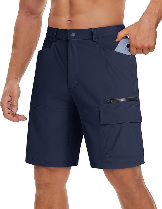 TACVASEN Men's Summer Outdoor Shorts Quick Dry Cargo Casual Work Hiking Shorts (NO Belt)