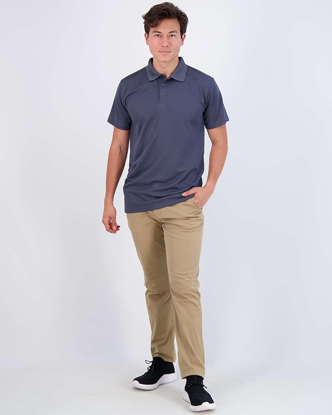 Real Essentials 3 Pack: Men's Quick-Dry Short Sleeve Athletic Performance Polo Shirt (Available in Big & Tall)