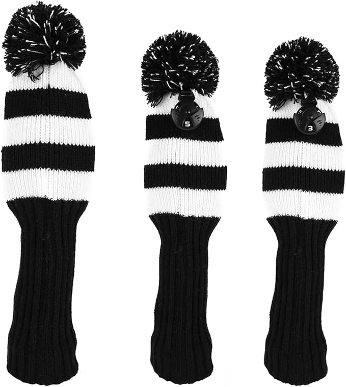 Golf Head Covers for Driver Woods Fairway Hybrids, Long Neck Golf Club Headcovers Set with Number Tags 1 3 5（3pcs）