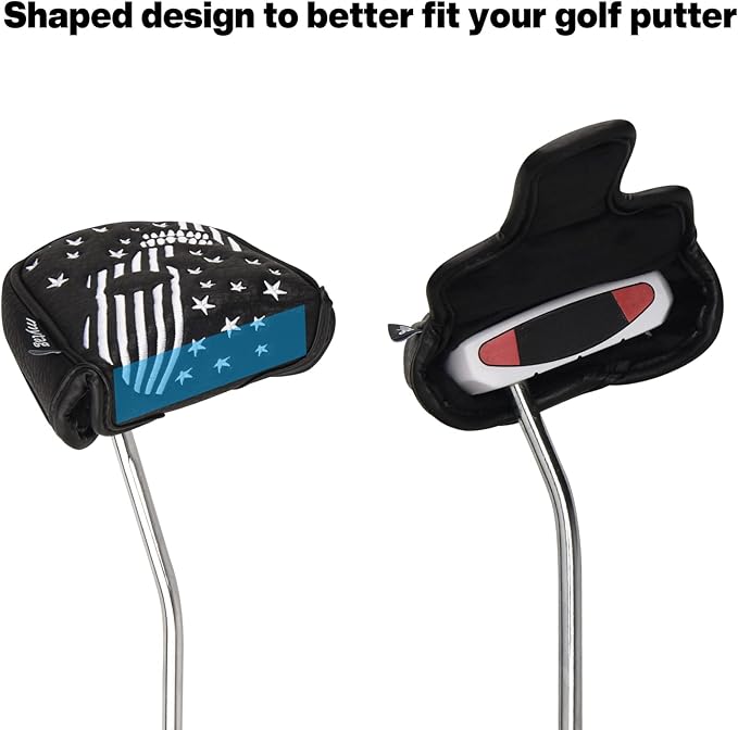 mytag Skull Skeleton Golf Head Covers Black Synthetic Leather Golf Headcovers Set Fits Driver Fairway Wood Hybrid/Utility Putter Iron Wedge Headcover