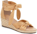 LAICIGO Womens Espadrilles Wedge Sandals Back Zipper Closure Open Toe Platform Ankle Strap Summer Dress Shoes with Bow