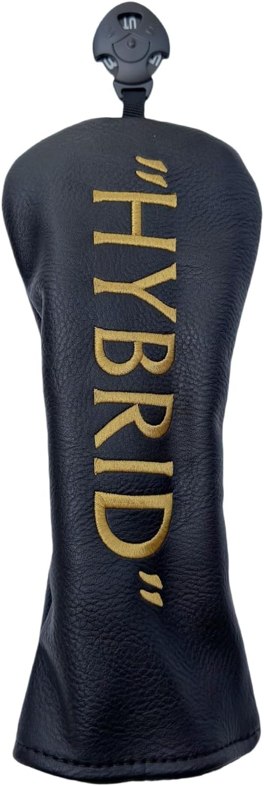 Golf Club Headcover 3 Wood Headcover Black n Gold Premium PU Leather Driver #3 Fairway Wood Hybrid Wood Head Cover Fits for All Brand