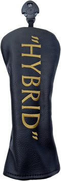 Golf Club Headcover 3 Wood Headcover Black n Gold Premium PU Leather Driver #3 Fairway Wood Hybrid Wood Head Cover Fits for All Brand
