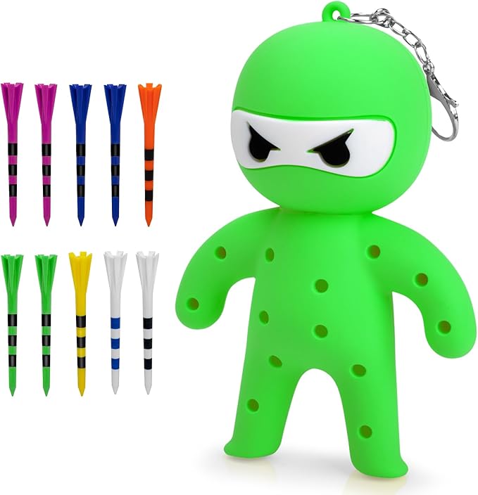 Golf Tee Holder, Ninja Portable Funny Golf Tees Holder Keychain Golf Gift Golf Accessories for Men & Women