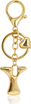 Gold Bubble Heart, Cherry, Bow & More Designs Letter Initial Keychain Bag Charms – Cute Purse Charms for Handbags