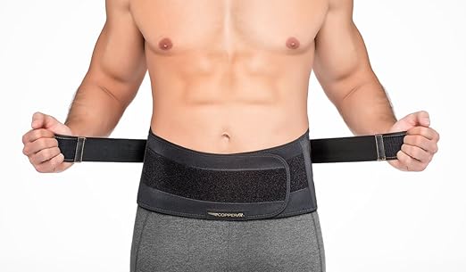 Copper Fit Pro Back Support, Black with Copper Trim, Large/X-Large, Unisex Waist Size 39”-50” (CFBACK)