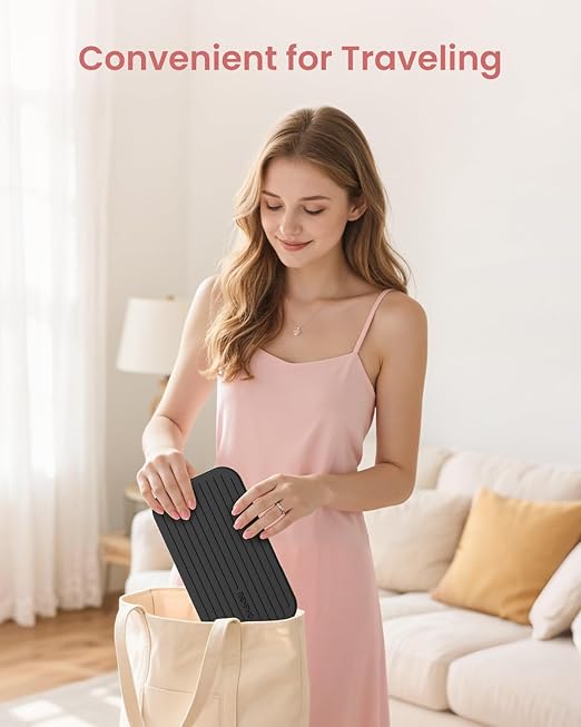 RENPHO Portable Rechargeable Scale for Body Weight, Travel Weight Scale with Travel Makeup Mirror, Slide-Out LED Display, Digital High Accurate Scale for Traveling, 400lbs, Core Go, 8.98" x 5.28"