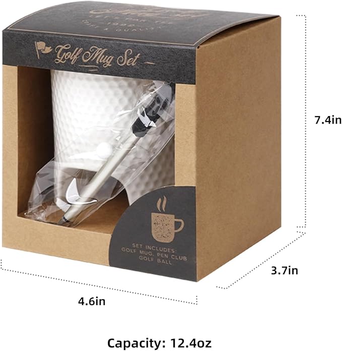 Golf Mug Ceramic Funny Mug & Ballpoint Pen Mini Ball Sets With Golf Shape Novelty Coffee Mug for Business Cup Gifts