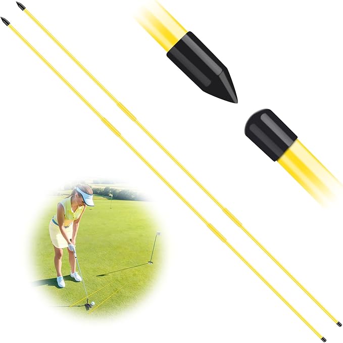 FINGER TEN Golf Alignment Sticks Rods Swing Trainer Tools 48 Inch 2 Or 3 Pack, Fits in Golf Bag Tour Stickers Practice Training Aid