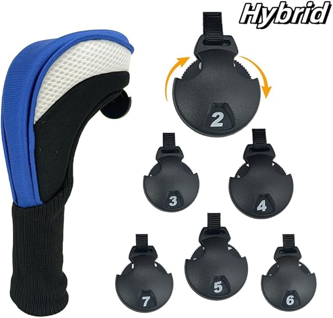 Golf Head Covers for Fairway Woods Driver Hybrids 5 Pieces Nylon Mesh Sports Fan Golf Club Headcovers-Golf Accessories for Men Women.