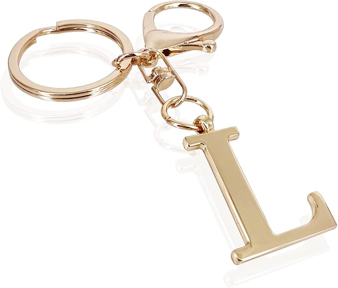 LAXPICOL Gold Letter A-Z Keychain for Women Bag Charms Purse Charms For Handbags Metal Alphabet Initial Letter Keychain