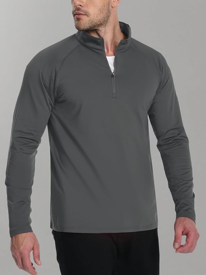TACVASEN Men's Quarter Zip Pullover Fleece Lined Thermal Long Sleeve Golf Shirt 1/4 Zip Warm Winter Sweatshirts
