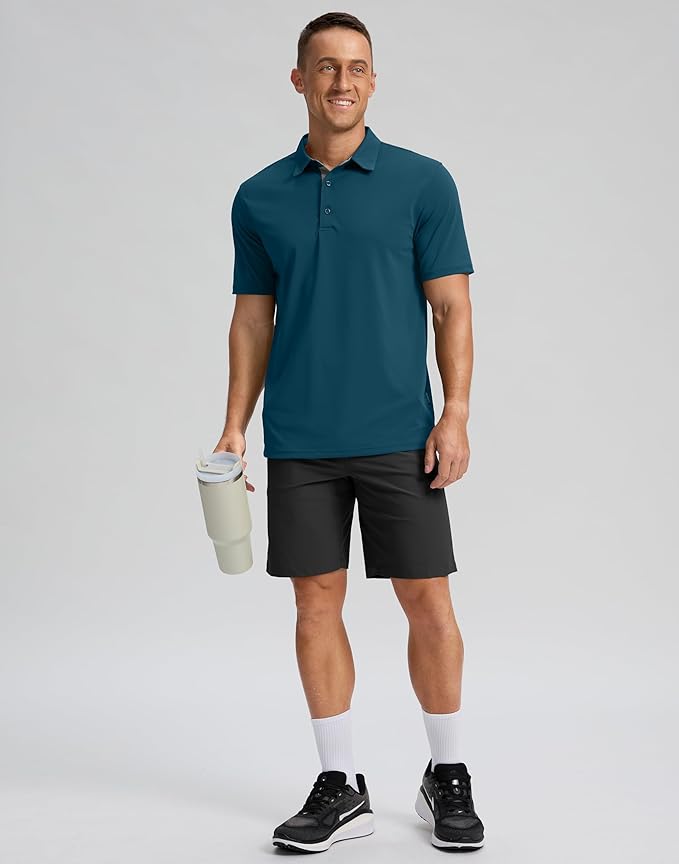 Men's Golf Shirts Dry Fit Moisture Wicking Performance Short Sleeve Collared Polo Shirts for Casual Athletic Business