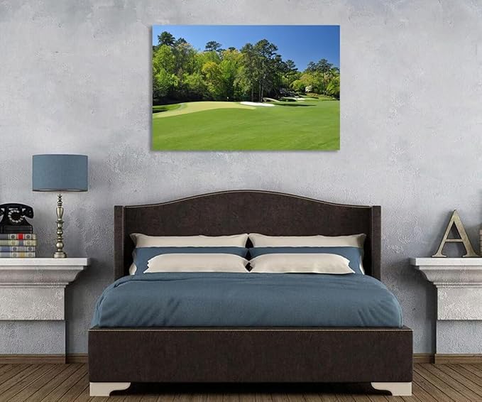 Augusta National Golf Club 11th Hole Wall Art - Augusta Golf Course Wall Art for Living Room Bedroom Bathroom - Augusta Golf Course Picture Poster Canvas Prints Framed Ready to Hang(24''H x 36''W)