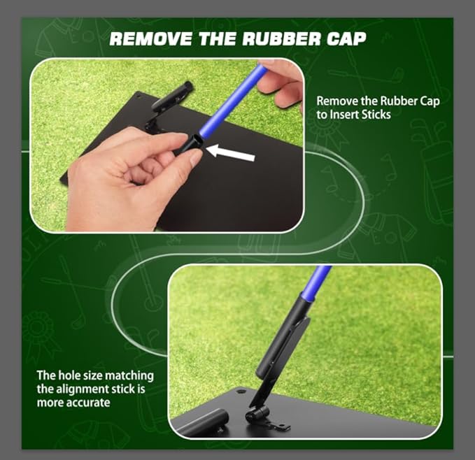 Pro Golf Alignment Sticks Holder – Adjustable Swing Plane Trainer with Weighted Base | Angle Plate Golf Training Aid for Swing Path, Putting & Aiming (Precise Scale Adjustment) (Effortless Adjust)