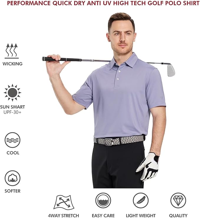 Mens Polo Shirts Short and Long Sleeve Casual Solid Stylish Dry Fit Performance Designed Collared Golf Polo Shirts for Men