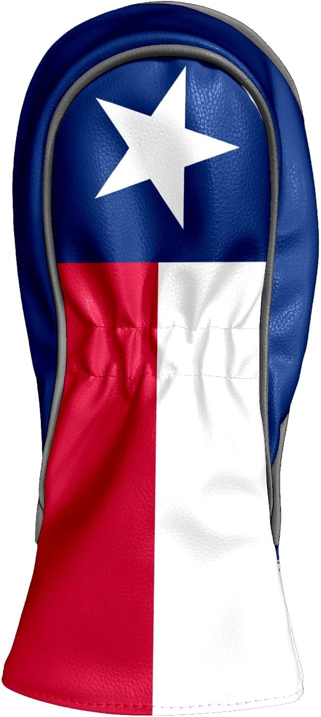 Golf Club Covers Texas State Lone Star Flag Golf Club Head Covers for Driver Fairway Woods Clubs Premium Leather, Waterproof Golf Headcovers with Anti-Scratch Lining for Men Women