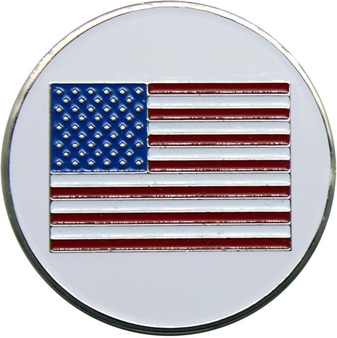 USA Flag Golf Ball Marker with USA Flag Hat Clip