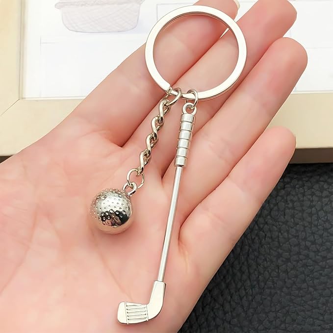 Golf Keychains Gifts Zinc Alloy Club Ball Keyring Pendant for Women Sports Fans Purse Car Keys Charms