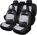 Leather Car Seat Covers for Volkswagen Golf SportWagen 2015-2019,Waterproof Soft Seat Covers,Interior Accessories Seat Covers Protector Airbag Compatible(5pcs Black&Gray Luxury)