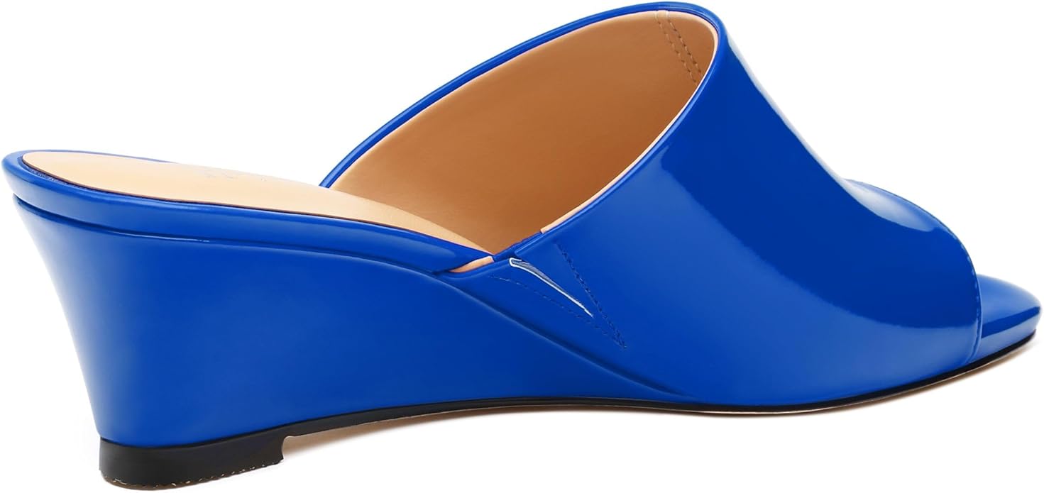 Wedge Sandals for Women Open Toe Wedge Heels Womens Matte High Heel Sandal Round Toe Heeled Wedge Sandals Slip on Casual shoes 2 inch