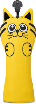 Golf Kitty Head Cover Golf Club White Leather Headcovers 1pc/4pcs Set Fits Driver Fairway Wood Hybrid Utility Putter Iron Wedge Headcover.