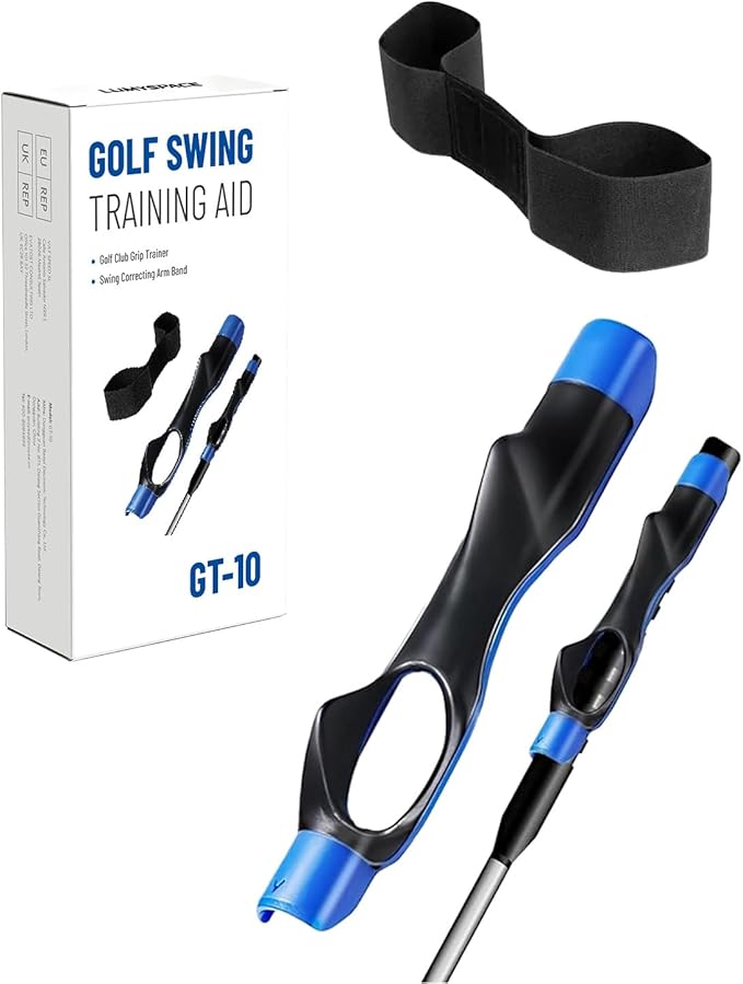 Golf Grip Trainer & Swing Correcting Arm Band, Golf Training Aid Combo- Enhance Grip Strength, Swing Technique and Correct Hand Position