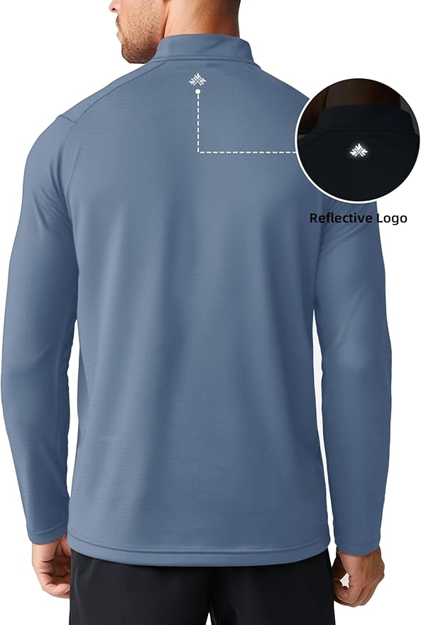 Zengjo Mens Quarter Zip Athletic Pullover Mid-Weight 1/4-Zip Running Workout Shirt Moisture Wicking