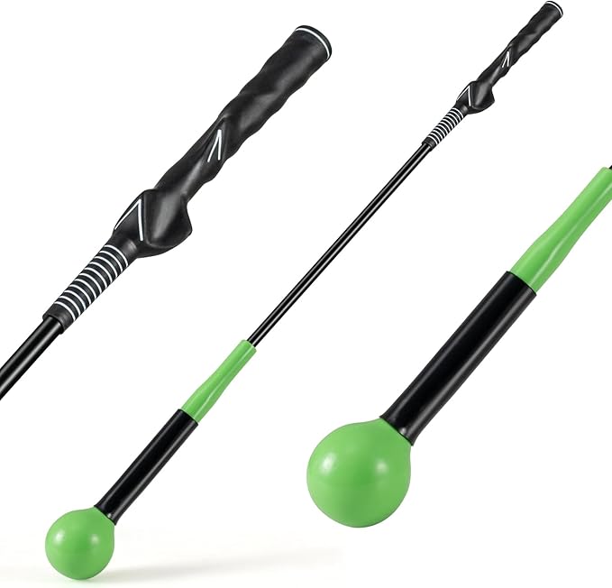 GYMAX Golf Swing Trainer, Warm-Up Stick with Grip Trainer for Rhythm, Balance, Tempo & Strength, Right Handed Swing Speed Training Aid, Weighted Golf Club for Indoor Practice