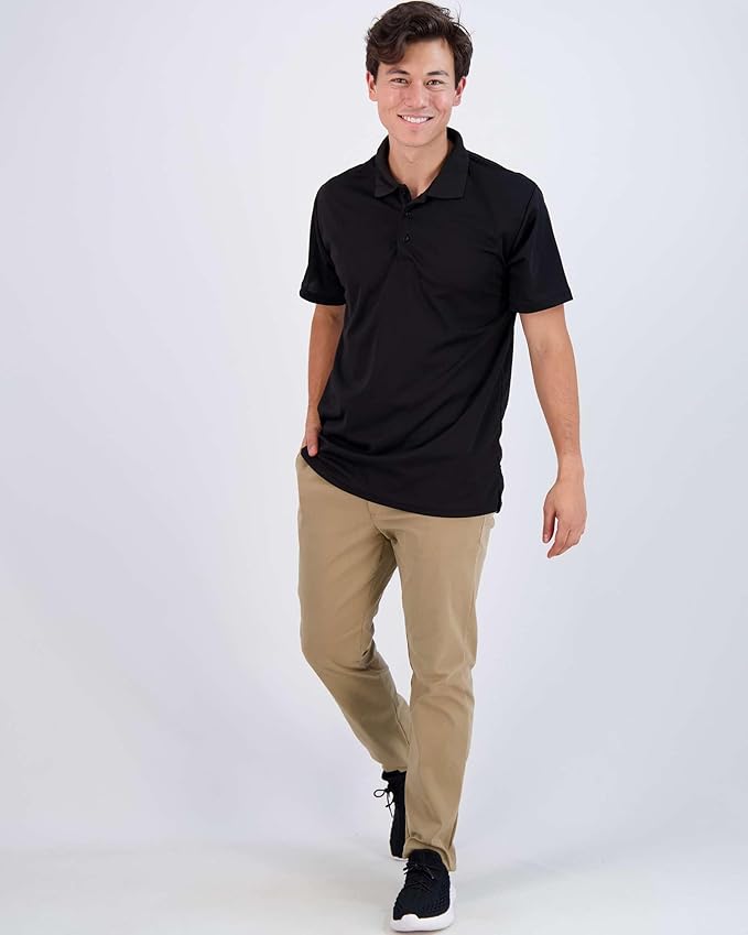Real Essentials 3 Pack: Men's Quick-Dry Short Sleeve Athletic Performance Polo Shirt (Available in Big & Tall)