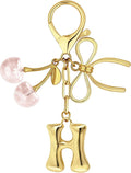 Gold Bubble Heart, Cherry, Bow & More Designs Letter Initial Keychain Bag Charms – Cute Purse Charms for Handbags