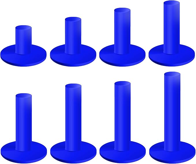 Rubber Golf Tees for Mats & Indoor Golf Simulators - 8 Pack Mixed Size for Driving Range & Indoor and Outdoor Golf Hitting Mats (US Sizes, 8 Sizes)