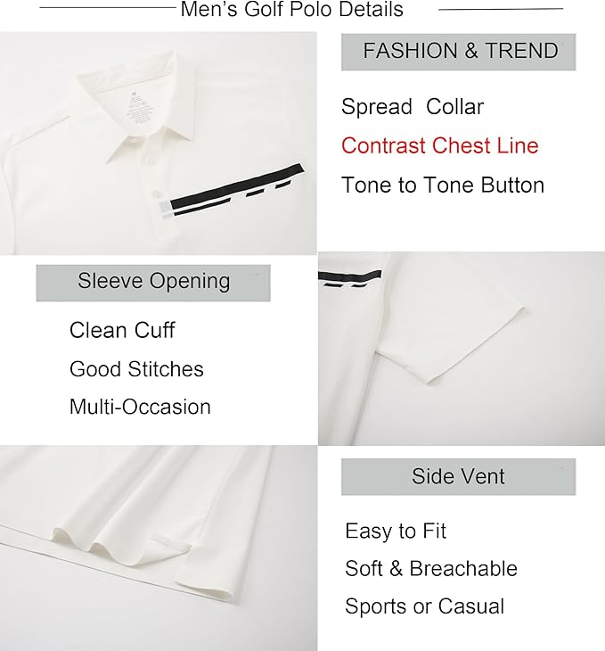 Alex Vando Mens Golf Shirt Moisture Wicking Performance & Polished Style Polo Shirts for Men