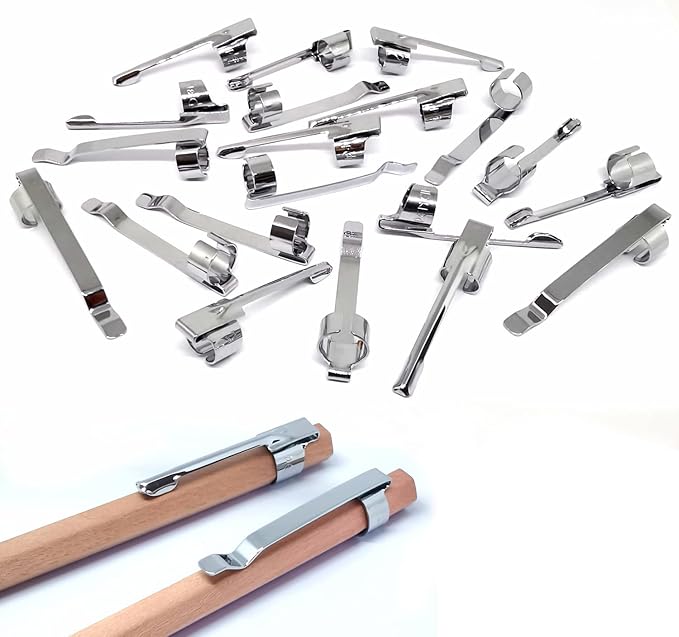 Adhere Pencil Clips, Silver Metal Clips Sliding Epoxy Pen Golf Pencil, Pocket,Shirt, Study Holder Portable Hanging 2 Style(20pcs)