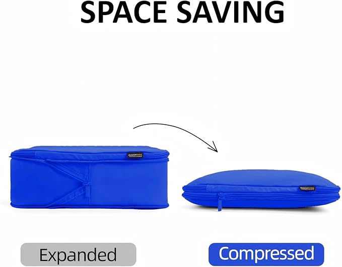 4 Piece Compression Packing Cubes for Suitcases and Backpack, Lightweight Travel Organizer Bags (Dark Blue)