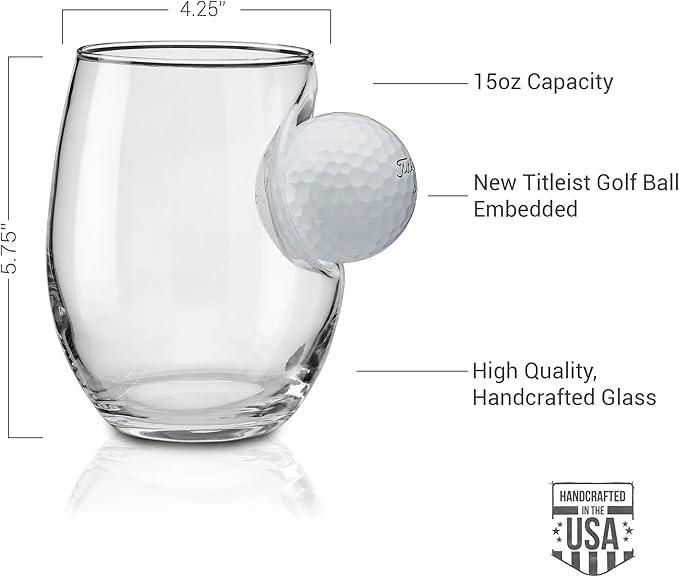 BenShot Golf Ball Wine Glass - 15oz | Made in the USA