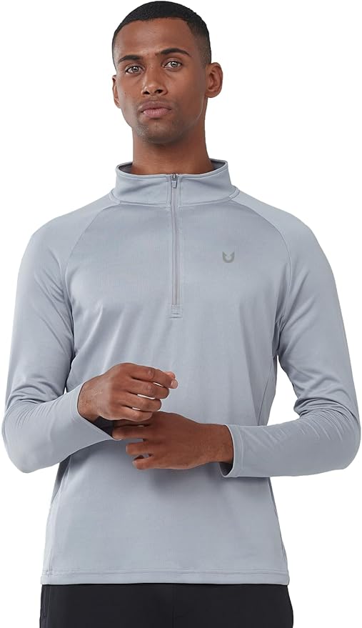 NORTHYARD Quarter Zip Pullover Men Running Shirt Long Sleeve Moisture Wicking Quick Dry Athletic Workout Shirts