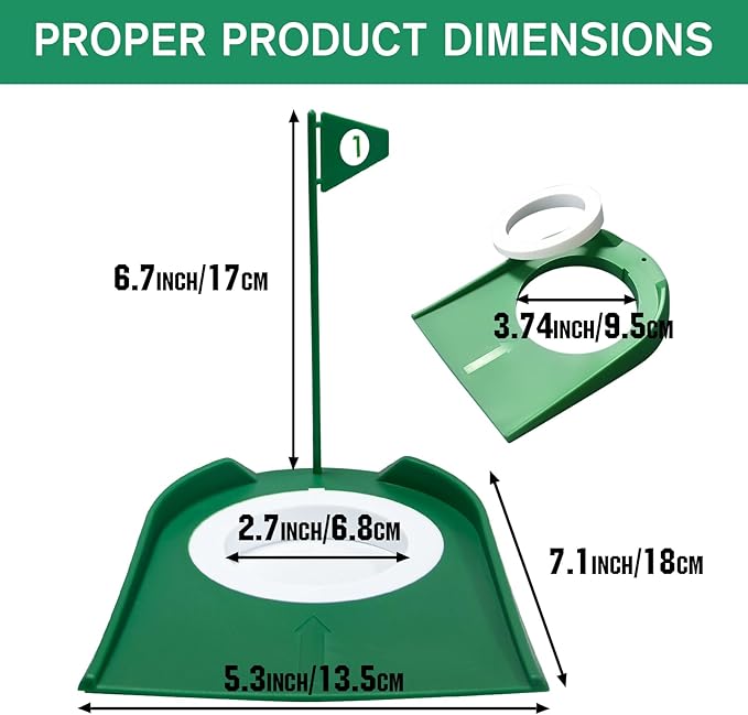 9 Pack Golf Putting Cups with Flags, Plastic Golf Training Aids with Golf Ball Retriever, Putting Training Hole Set for Indoor Outdoor
