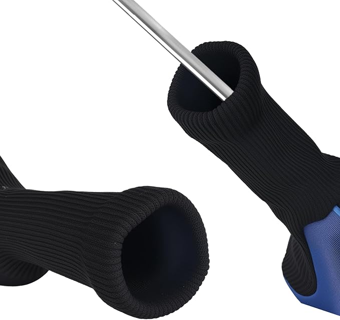 Golf Club Head Covers Set (3 Pieces) for Fairway Woods, Driver, and Hybrids - Long Neck Mesh Design with Interchangeable 3/4/5/6/7/X Number Tags - Golf Accessories for Men and Women (Black and Blue)
